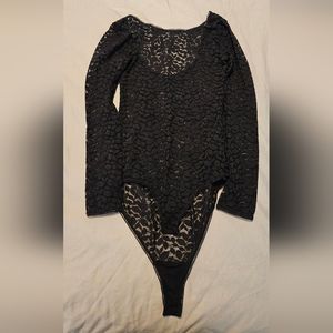 Sheer black lace bodysuit from & other stories